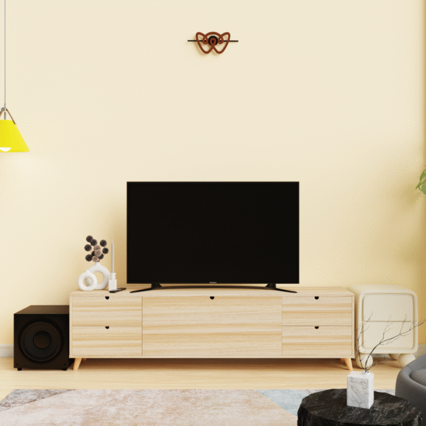 Spyder Group Modern TV Stand Cabinet with Storage and Compartments – Entertainment Tv Unit with Soft-Close Doors – Ideal for Living Room Media Setup and Home Organization, Color: Multi