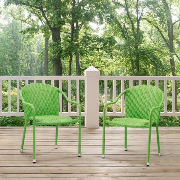 Spyder Group 2-Piece Outdoor Wicker Patio Chairs Set, Rattan Bistro Furniture with Armrests and Powder-Coated Steel Frame – Chairs for Balcony, Deck, or Backyard, Color: Multi