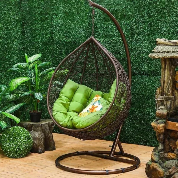 Spyder Group Single Seater Swing Chair with Stand & Cushion for Outdoor, Indoor, Balcony, Garden, Color: Multi